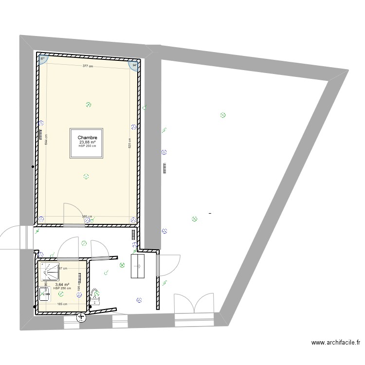 toulaud33. Plan de 2 pièces et 28 m2