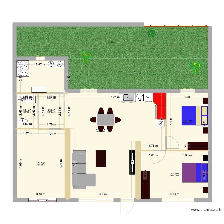 maison. Plan de 6 pièces et 107 m2