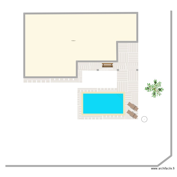 plan piscine 2. Plan de 1 pièce et 173 m2