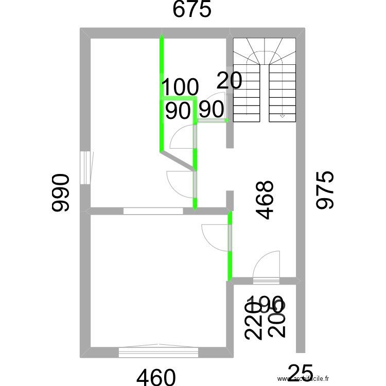 Delphine plan de modification . Plan de 5 pièces et 50 m2