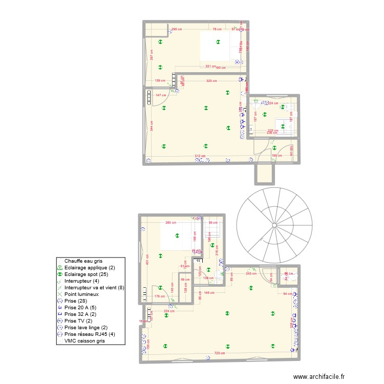 19 TIVOLI Entresol ELECTRICITE. Plan de 9 pièces et 76 m2