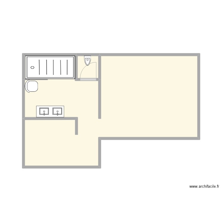 sdb L. Plan de 2 pièces et 29 m2