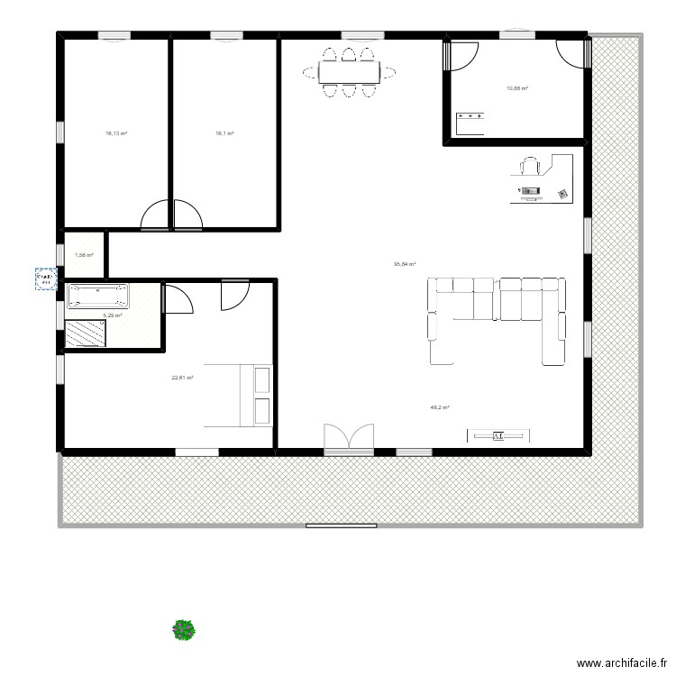 Maison. Plan de 8 pièces et 217 m2