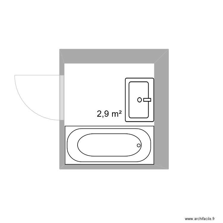 Salle de bain Mantes. Plan de 1 pièce et 3 m2