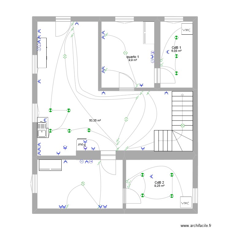 alberto elec. Plan de 7 pièces et 128 m2