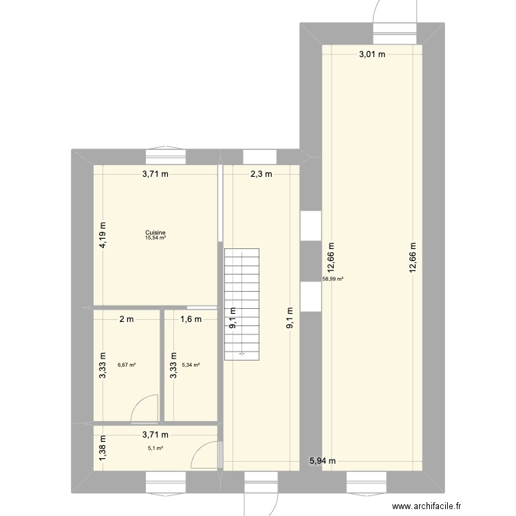 REZ VIERGE 1. Plan de 5 pièces et 92 m2