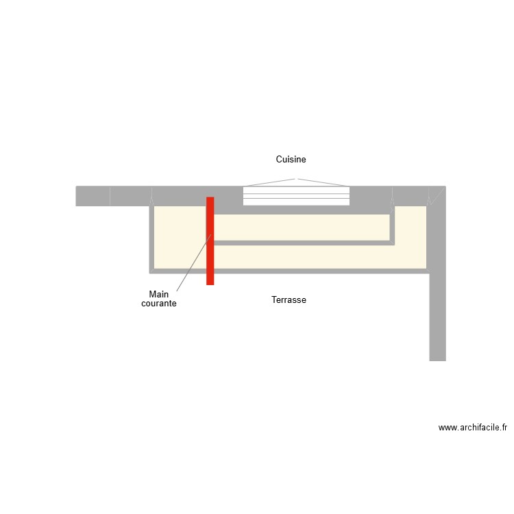 EBELLE cuisine existant. Plan de 2 pièces et 3 m2