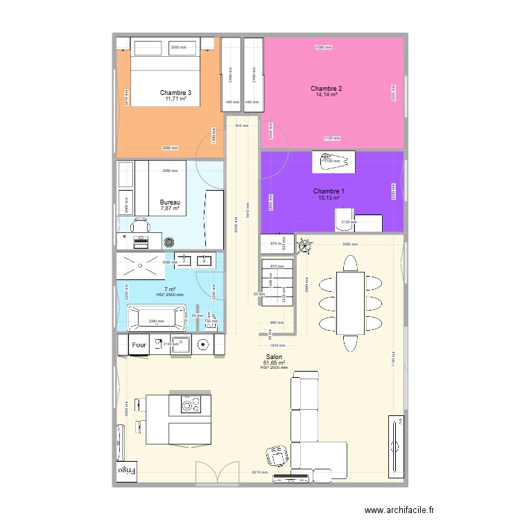 Maison St priest. Plan de 6 pièces et 103 m2