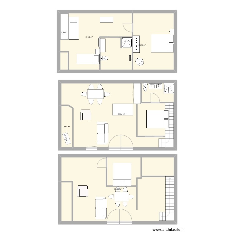 La force étage. Plan de 6 pièces et 162 m2