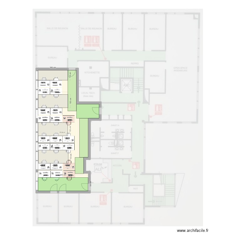 3eme etage. Plan de 1 pièce et 77 m2