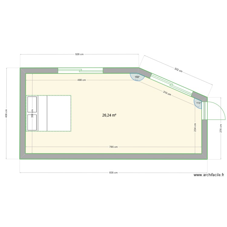 Agrandissement 2. Plan de 1 pièce et 26 m2