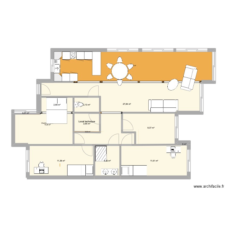 plan 2 Guylian. Plan de 10 pièces et 71 m2