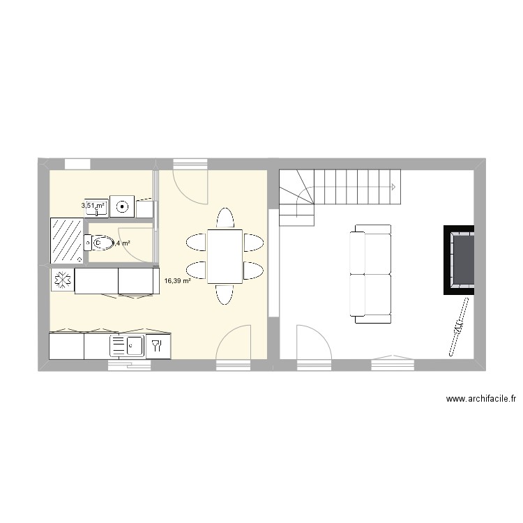 Misolive. Plan de 3 pièces et 21 m2