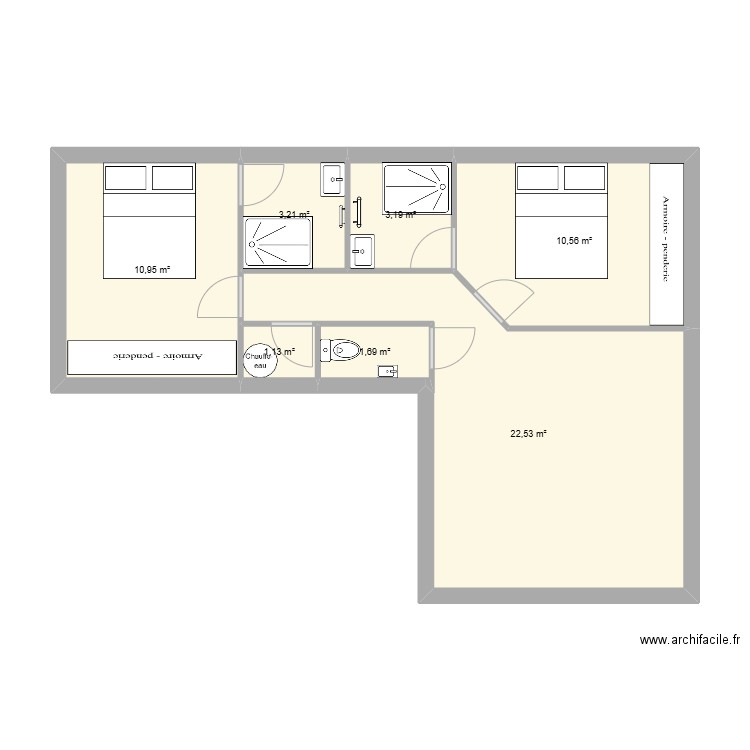 le quemener. Plan de 7 pièces et 53 m2