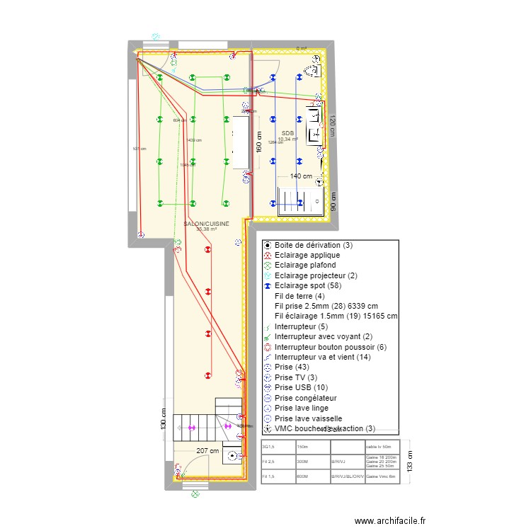 Chantier UZY fil. Plan de 12 pièces et 114 m2