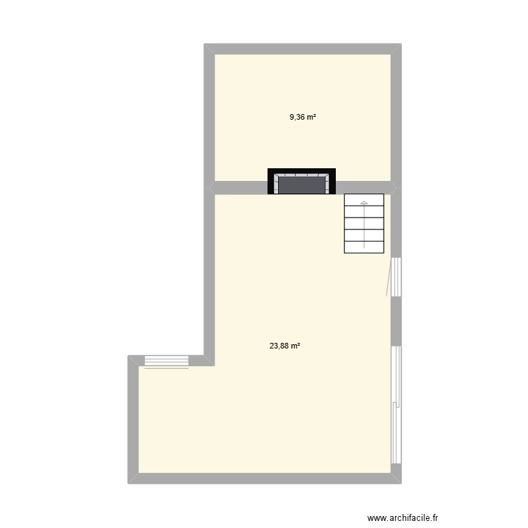 loft. Plan de 2 pièces et 33 m2