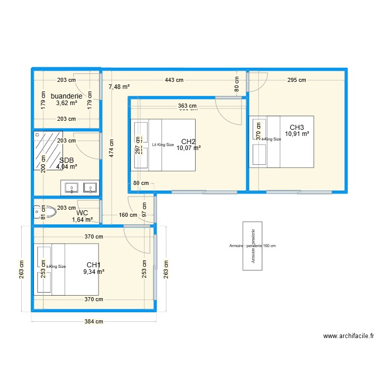 Taussat construction bois 2. Plan de 7 pièces et 47 m2