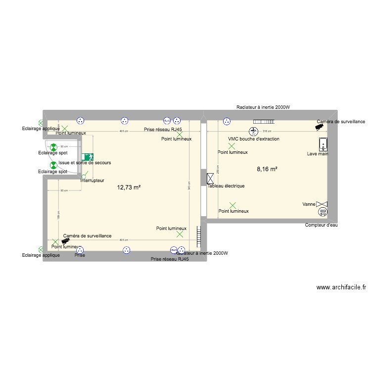 rollin 2. Plan de 2 pièces et 21 m2