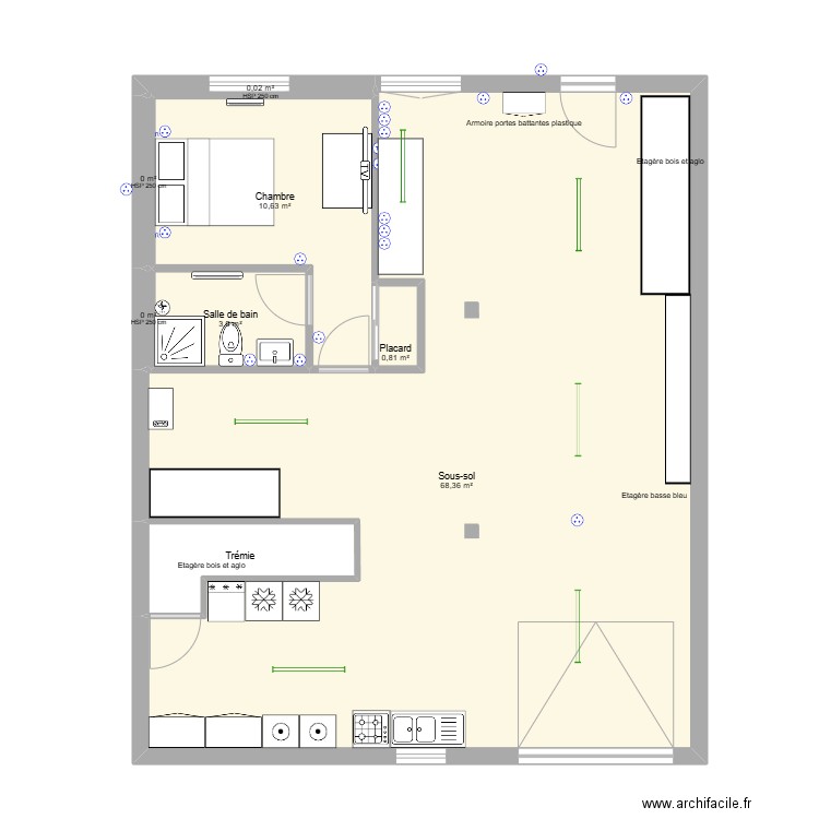 maison 39 sous-sol meublé. Plan de 8 pièces et 87 m2