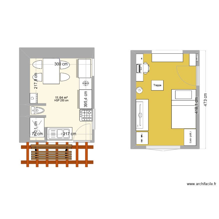 Pavillon DVE 2. Plan de 2 pièces et 24 m2