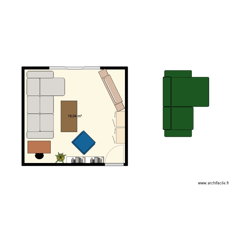 salon final. Plan de 1 pièce et 18 m2