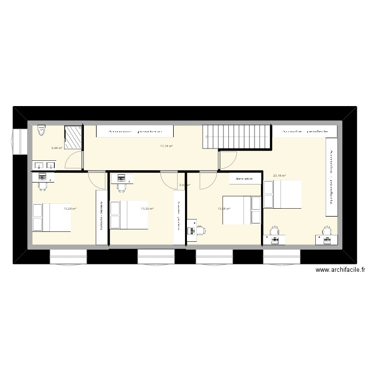 Etage 1joh. Plan de 7 pièces et 183 m2