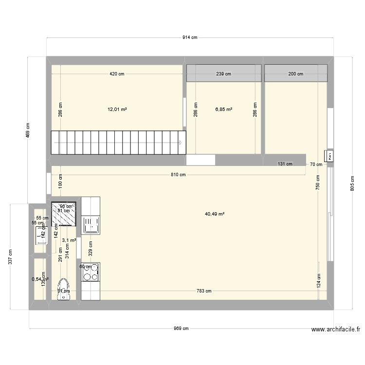 Garage Bièvre Arnau 3 . Plan de 5 pièces et 63 m2