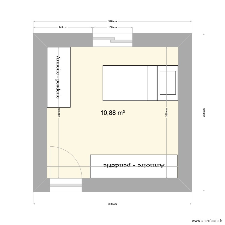 BEDIS. Plan de 1 pièce et 11 m2