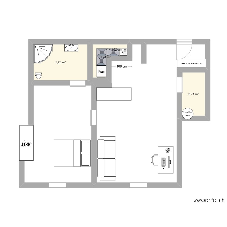 appart bruges. Plan de 3 pièces et 10 m2