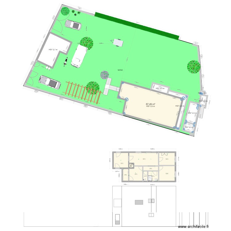 faré 1. Plan de 26 pièces et 382 m2