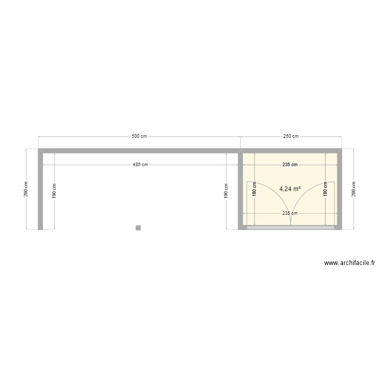 plan cools. Plan de 1 pièce et 4 m2