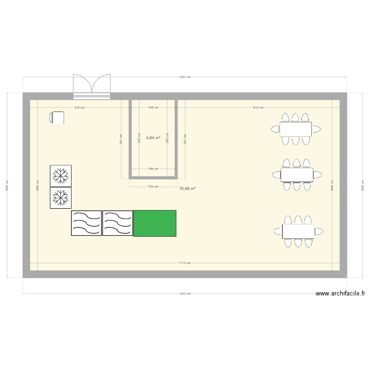 cantine cfa. Plan de 2 pièces et 75 m2