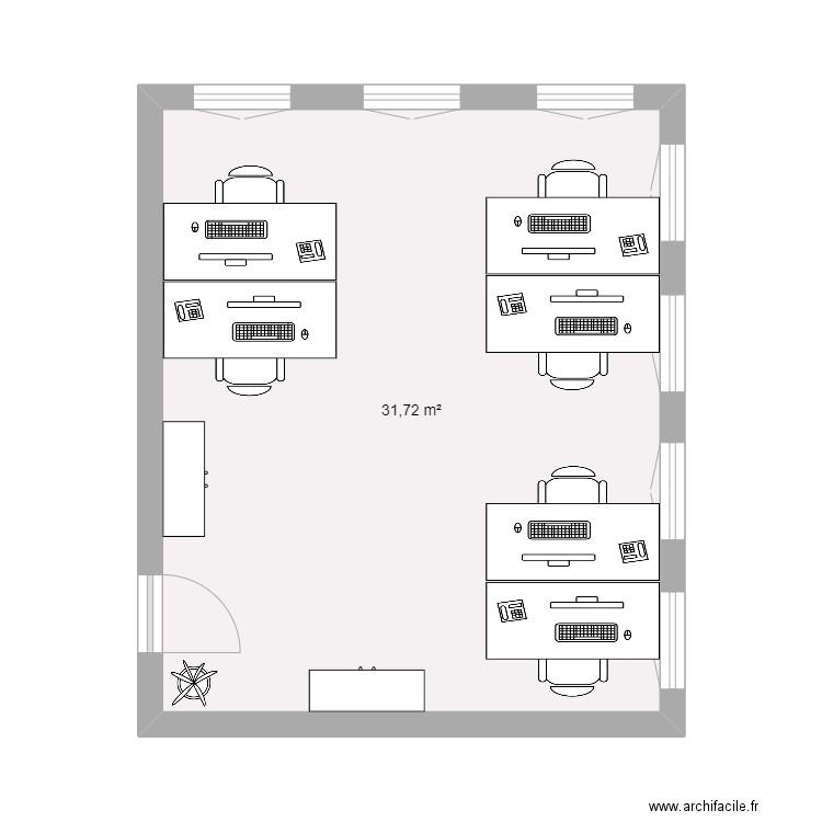 OpenSpace. Plan de 1 pièce et 32 m2