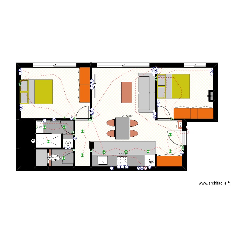 DELPHINE plan projet. Plan de 10 pièces et 55 m2