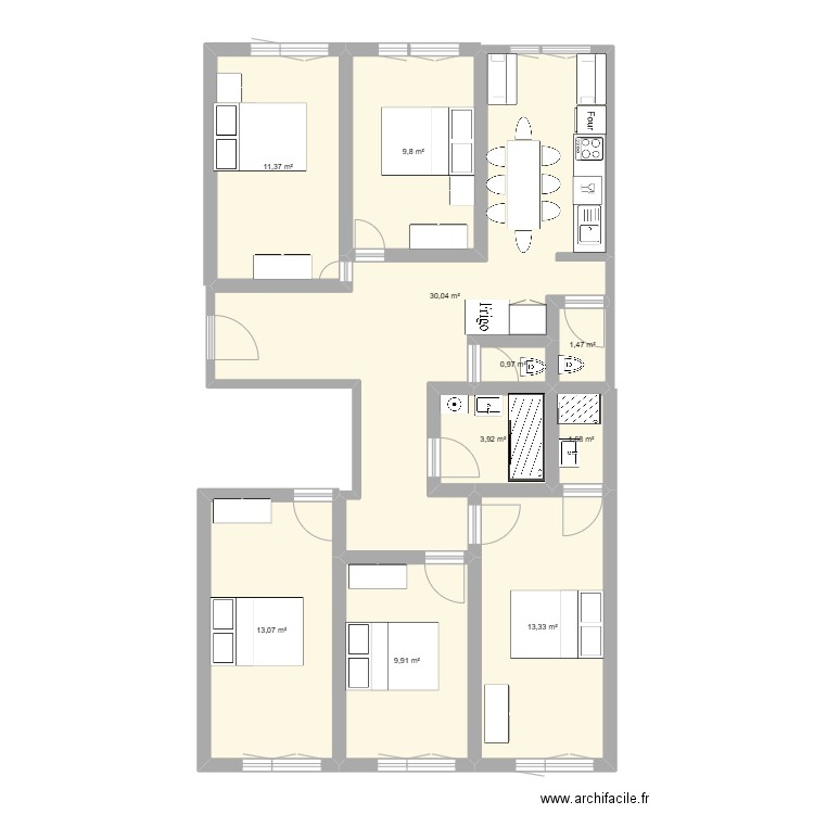 Adrien T6. Plan de 10 pièces et 96 m2