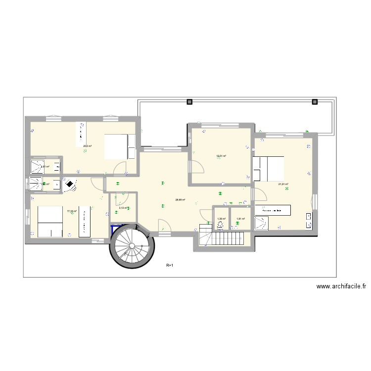 ASSAS R+1. Plan de 10 pièces et 112 m2