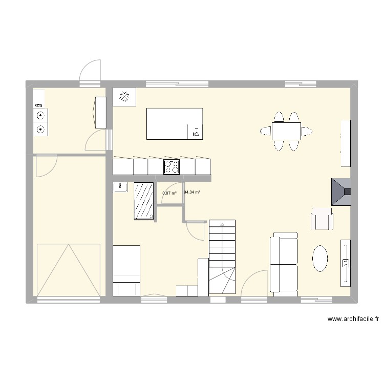 La houssaye. Plan de 2 pièces et 97 m2