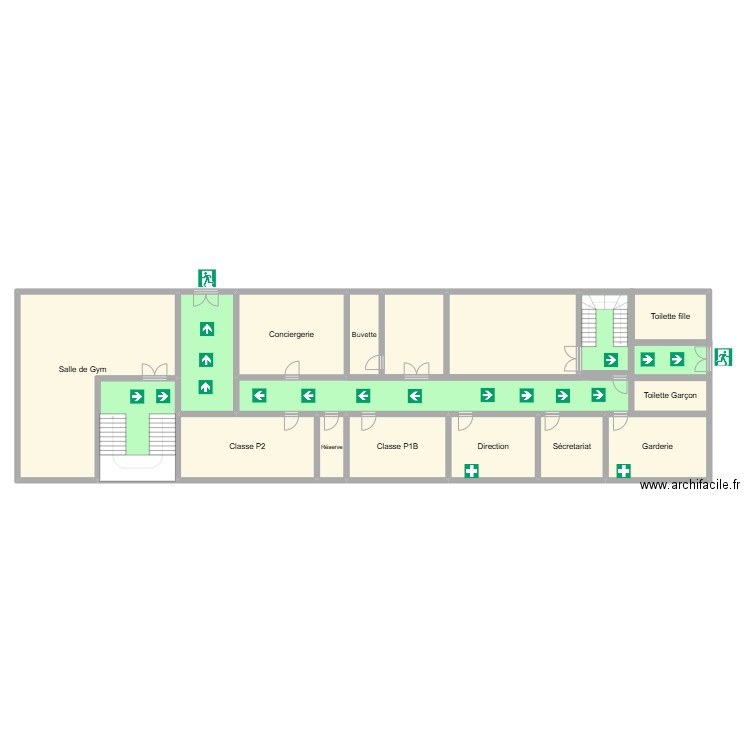 ecole rez prim. Plan de 18 pièces et 376 m2