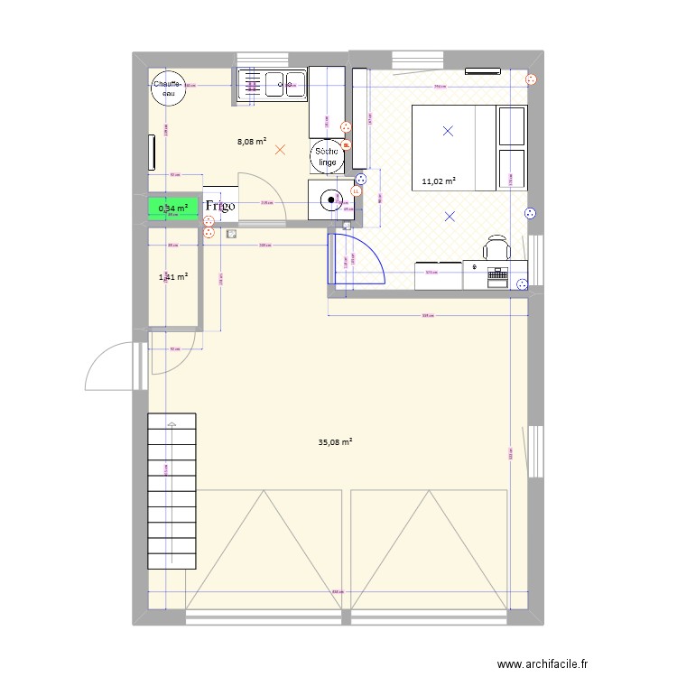 chambre 5 version 1. Plan de 8 pièces et 114 m2