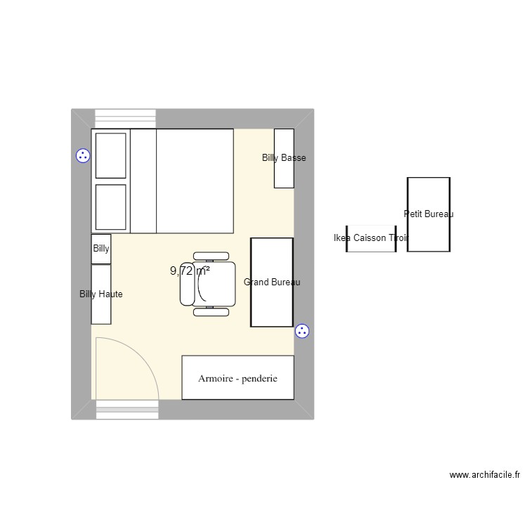 chambre colloc. Plan de 1 pièce et 10 m2