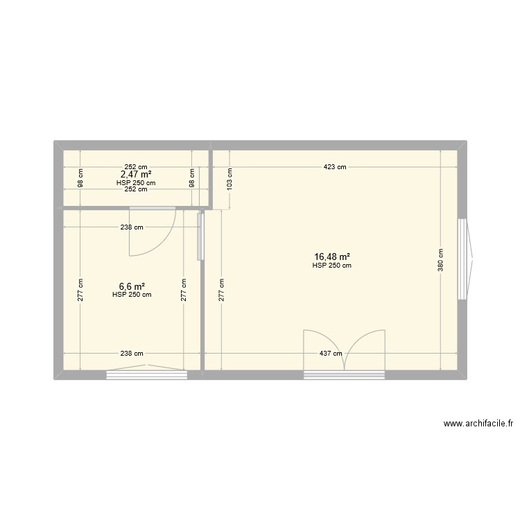 Les Baillettes 5. Plan de 3 pièces et 26 m2