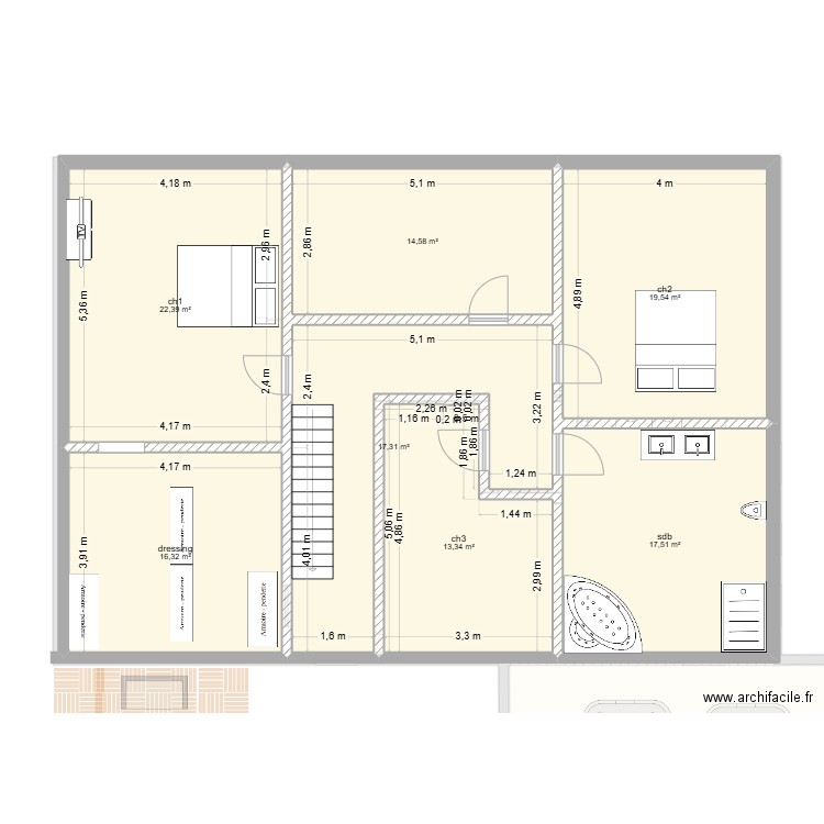 Ornoy 1. Plan de 5 pièces et 153 m2