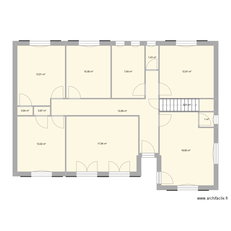 GUILLEMET. Plan de 13 pièces et 110 m2