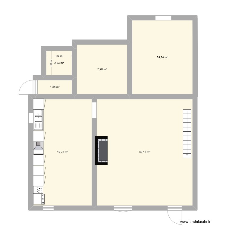 Plan masserac. Plan de 6 pièces et 78 m2