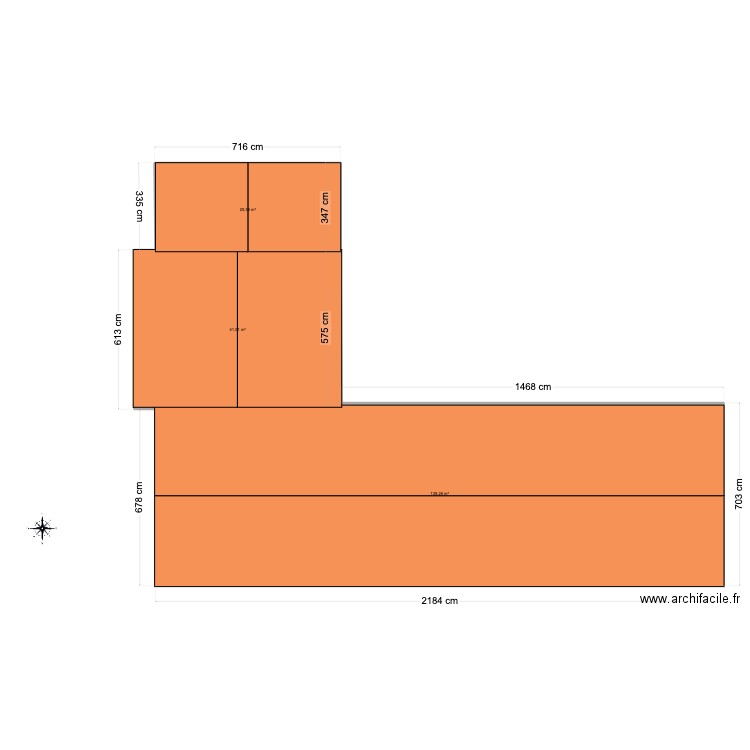 plan de façade. Plan de 3 pièces et 202 m2