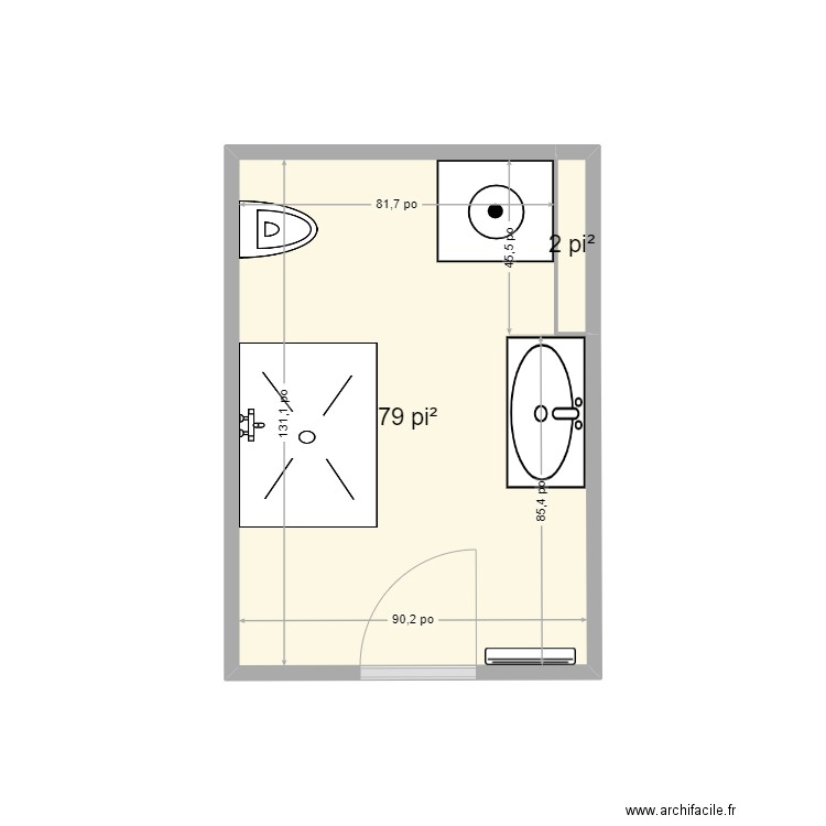 SDB S/S bocage 735. Plan de 2 pièces et 8 m2