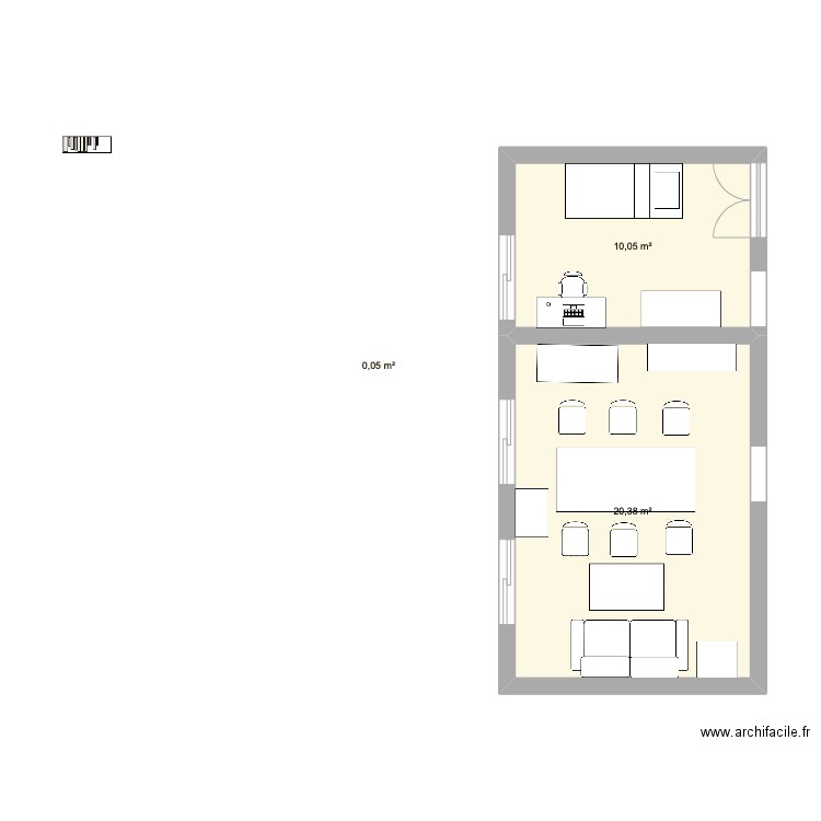 futur salon et chambre de leo. Plan de 3 pièces et 30 m2