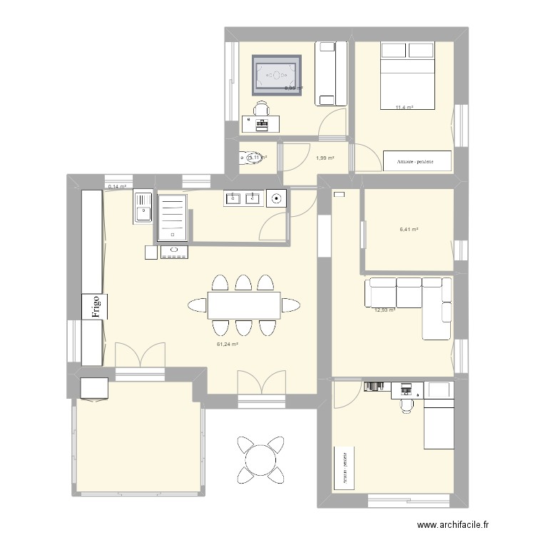 calque 3. Plan de 8 pièces et 104 m2