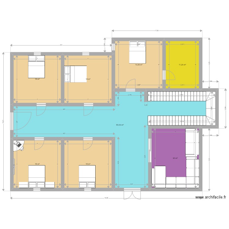 maison 1. Plan de 8 pièces et 172 m2