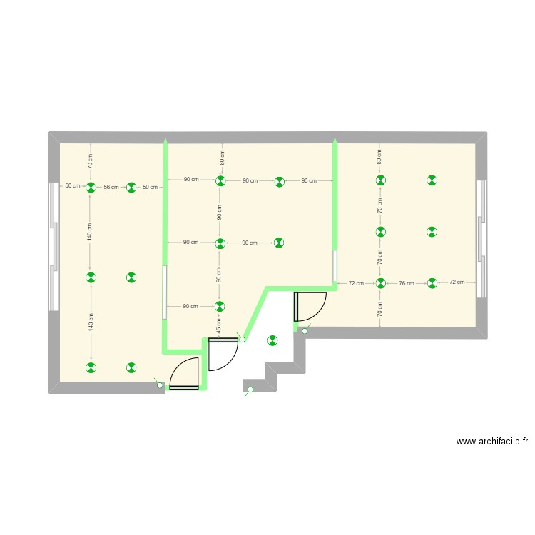 Plan éclairage. Plan de 3 pièces et 29 m2